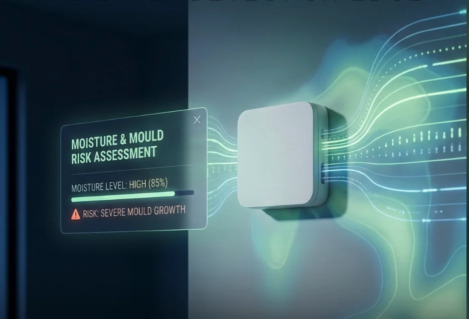 Wireless home sensor with moisture and mould assessment