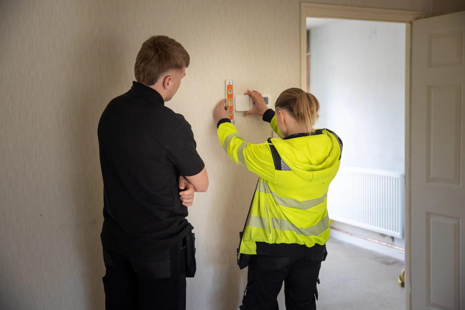 A GeoSpaces sensor being installed in a Wyedean Housing home