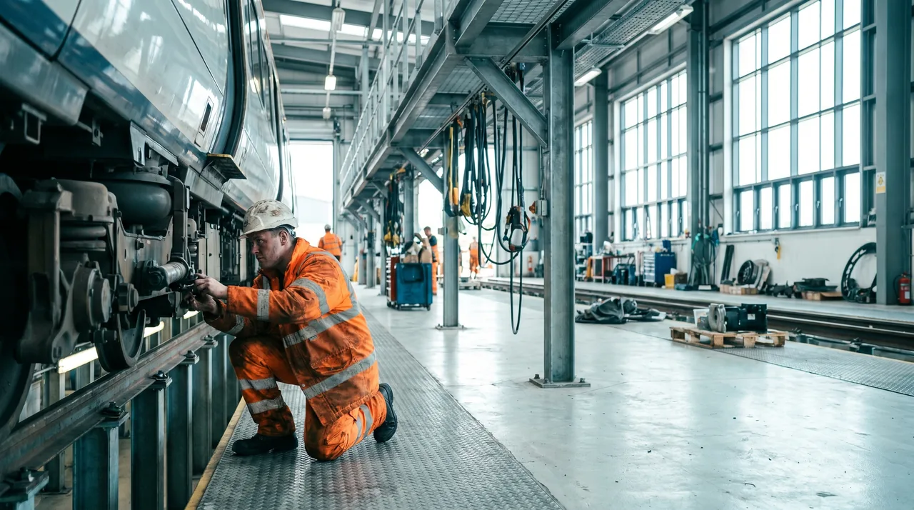 Engineer working in a rail depot